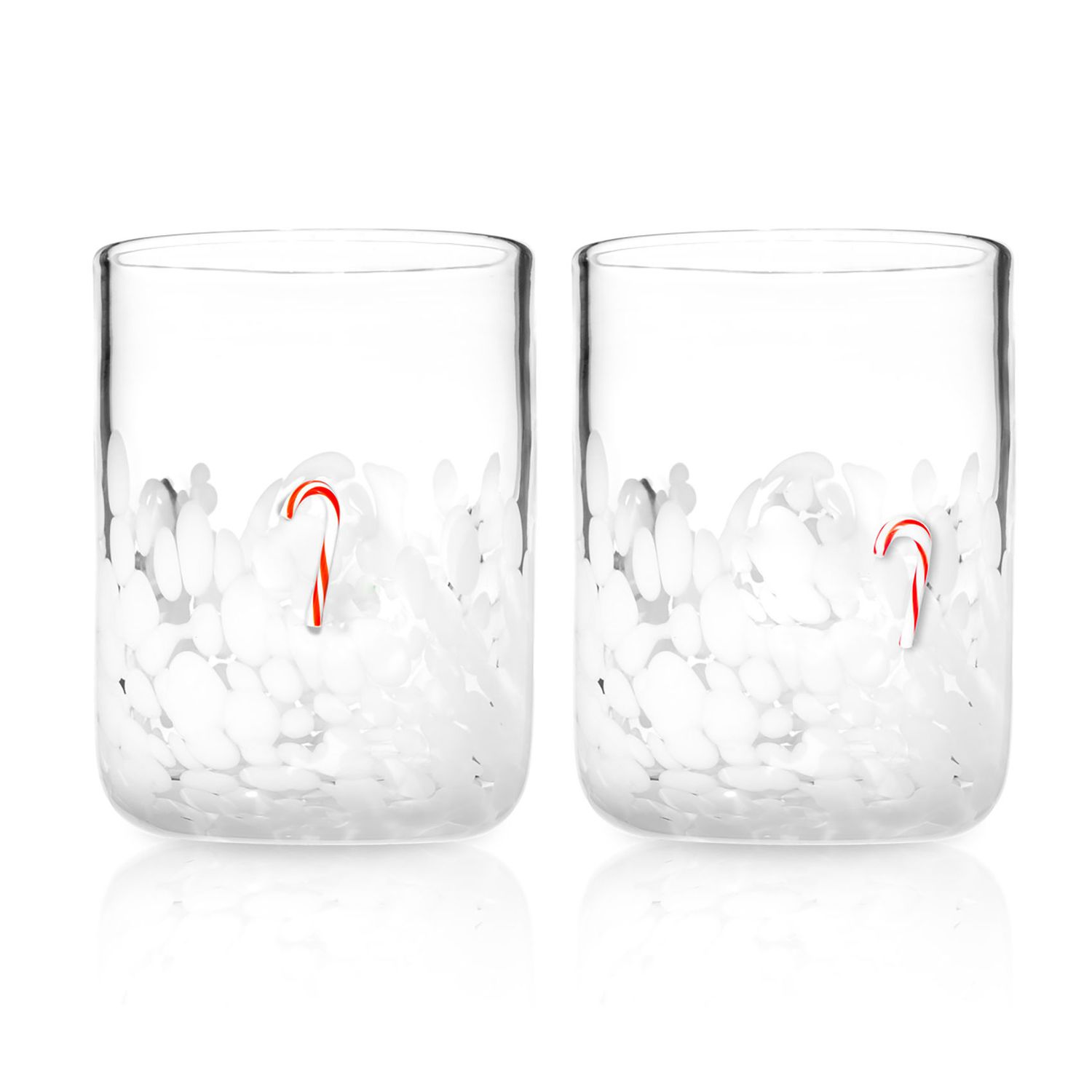 Godinger Candy Cane Icon Spec Double Old Fashioned Glass Set of 2 29166, 028199291665