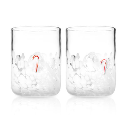 Godinger Candy Cane Icon Spec Double Old Fashioned Glass Set of 2 29166, 028199291665