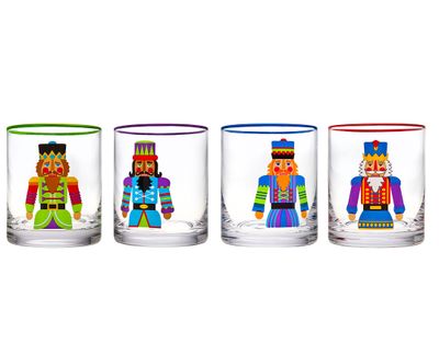 Godinger Nutcracker Set of 4 Double Old Fashioned Glass 28701, 028199287019
