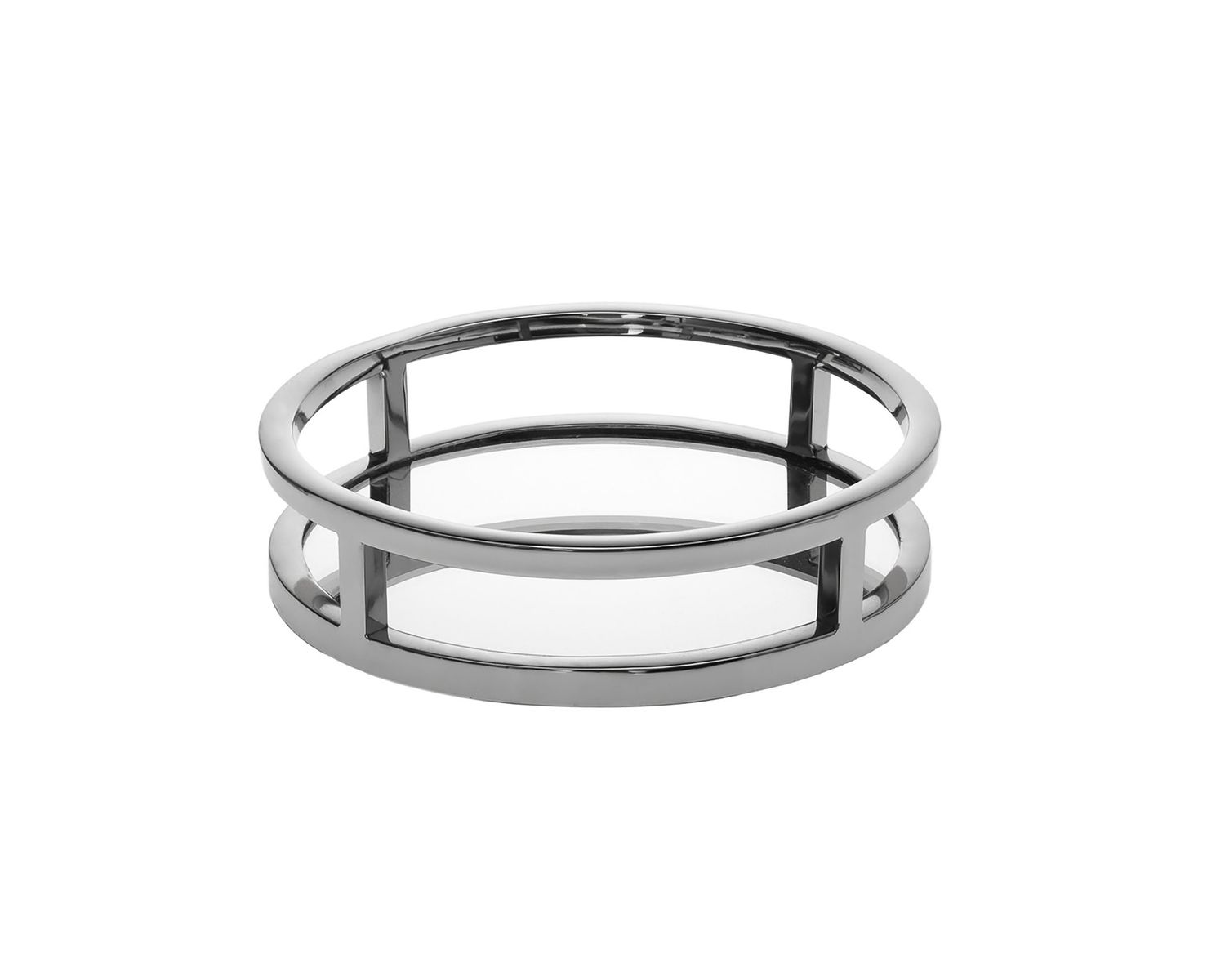 Godinger Aspen Nickel Round Tray 8 99800, 028199998007