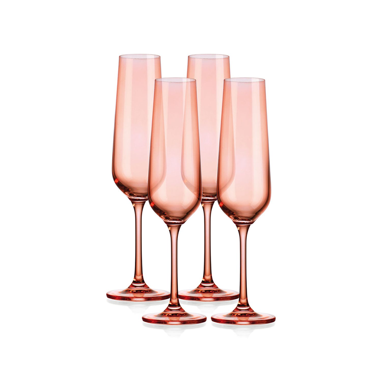 Godinger Sheer Flute Set of 4 Coral 7 oz 27842, 028199278420