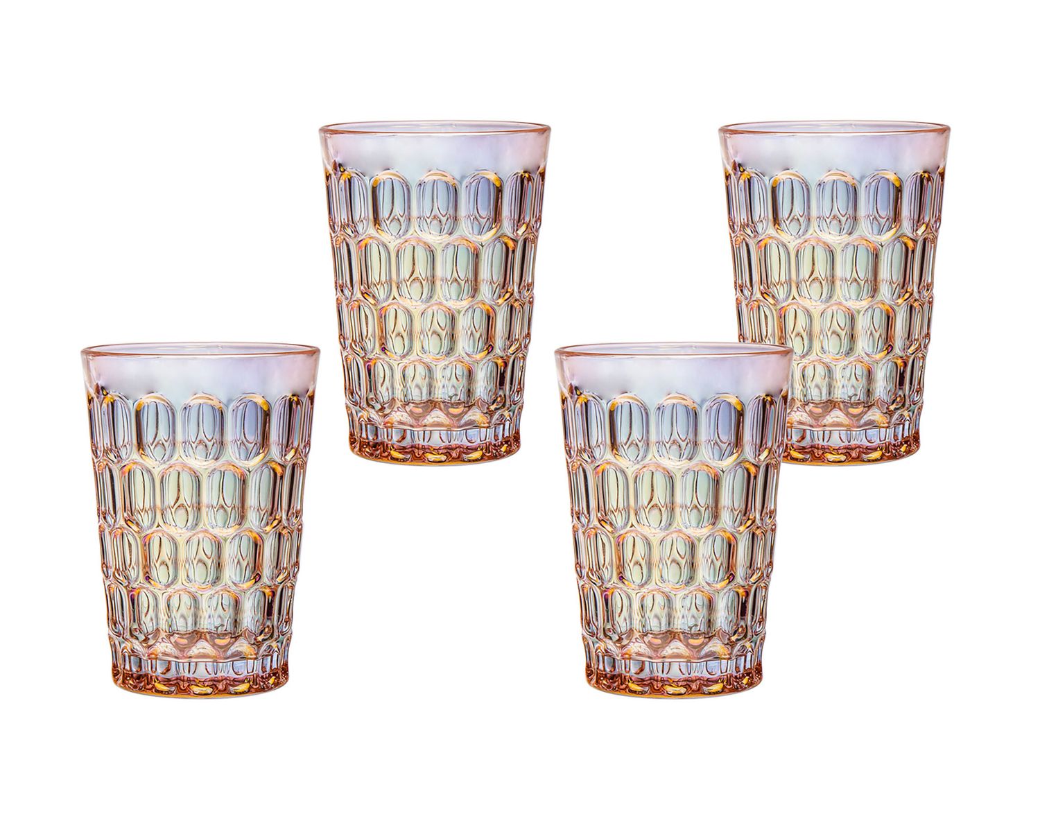 Godinger Rex Pink Set of 4 Highball Glass 12 oz 44698, 028199446980