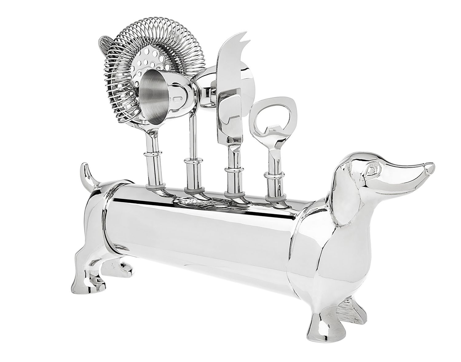 Godinger Dachshund 5 Piece Bar Tools Nickel 90427, 028199904275