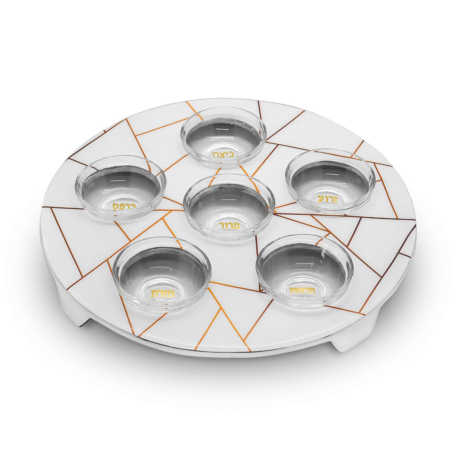 Godinger Seder Plate with Glass Bowls 50720, 028199507209