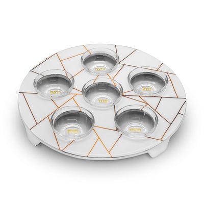Godinger Seder Plate with Glass Bowls 50720, 028199507209