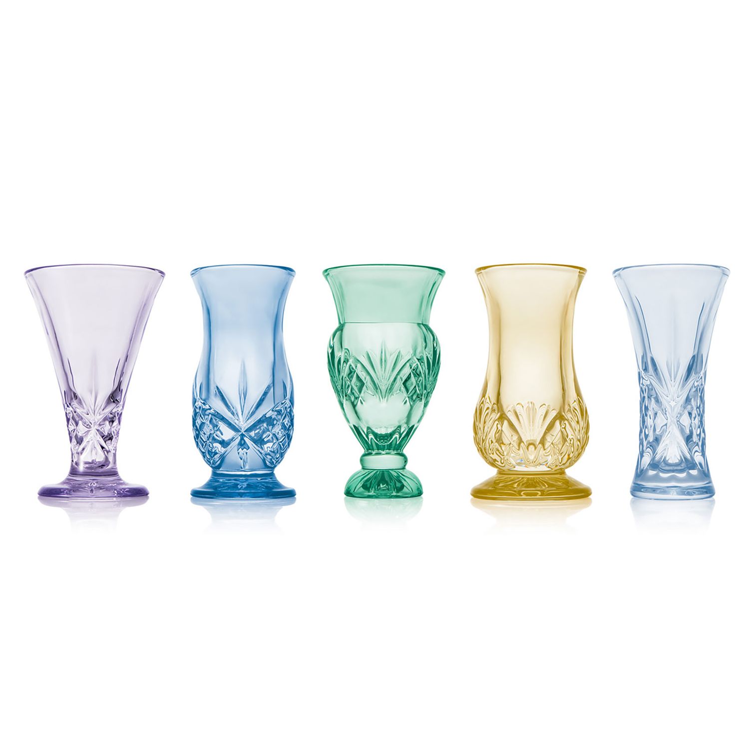 Godinger Dublin Set of 5 Bud Vases Colored 21051, 028199210512