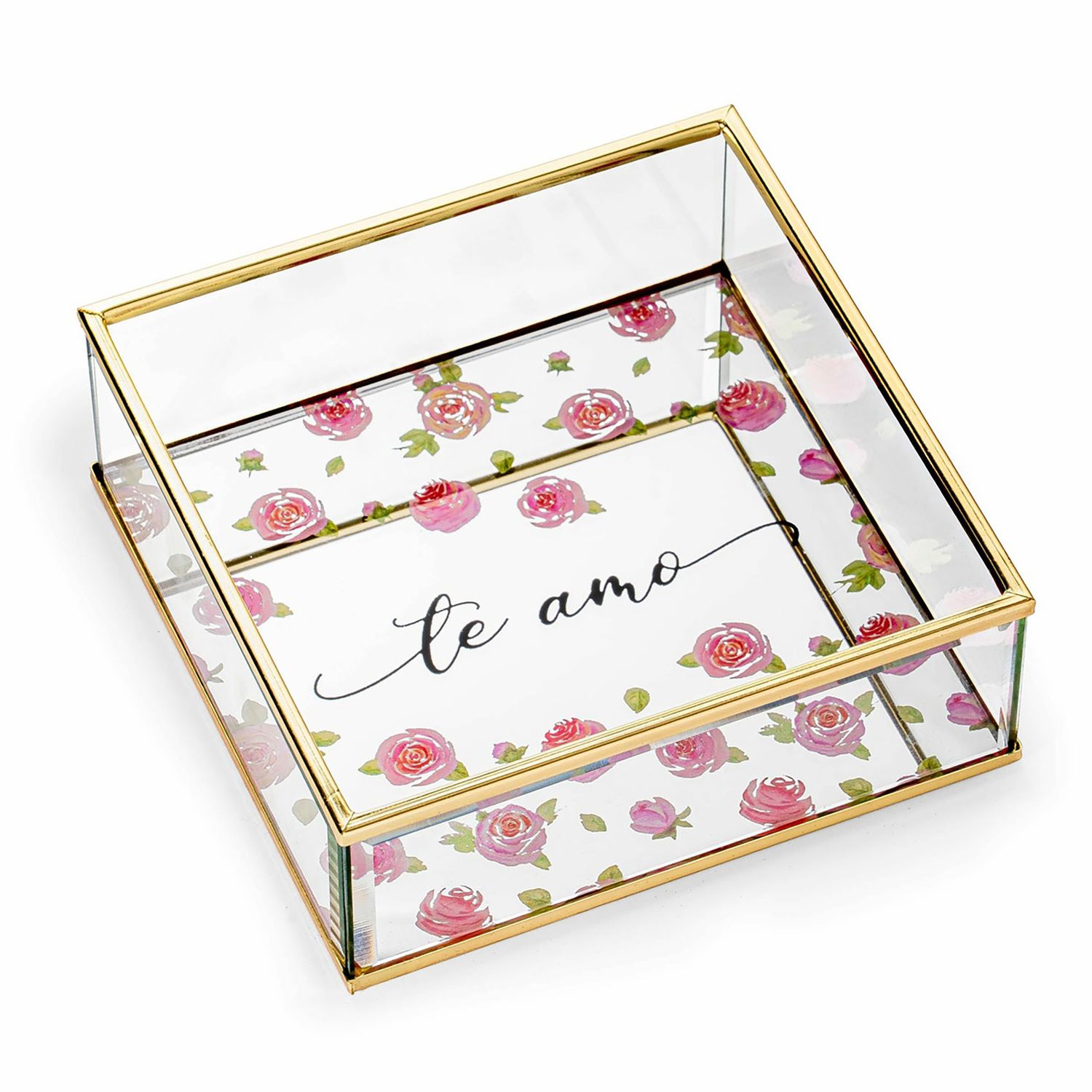 Godinger Te Amo with Roses Glass Tray 16491