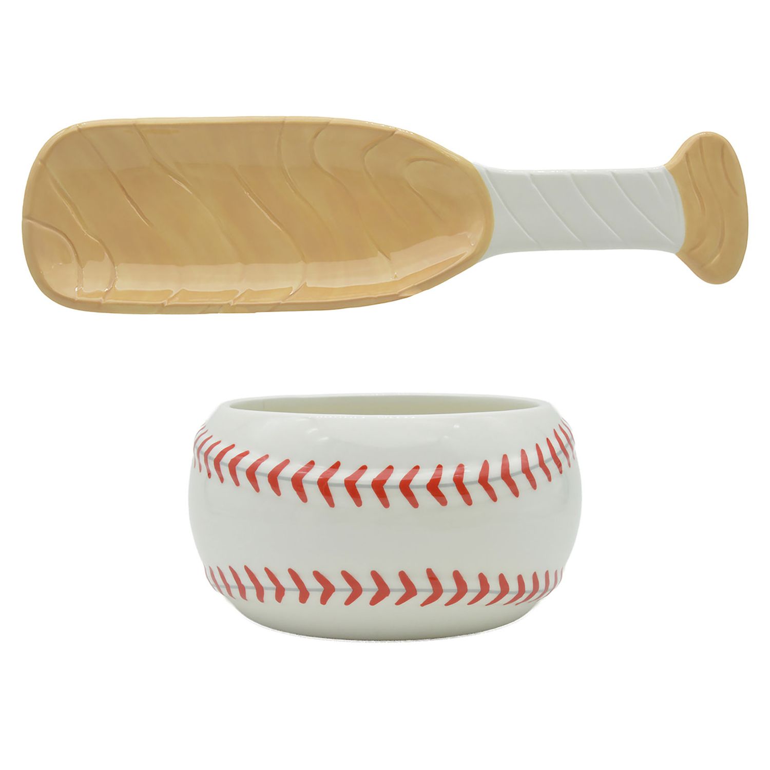 Godinger Glass Set of 2 Baseball Bowl and Bat 16712
