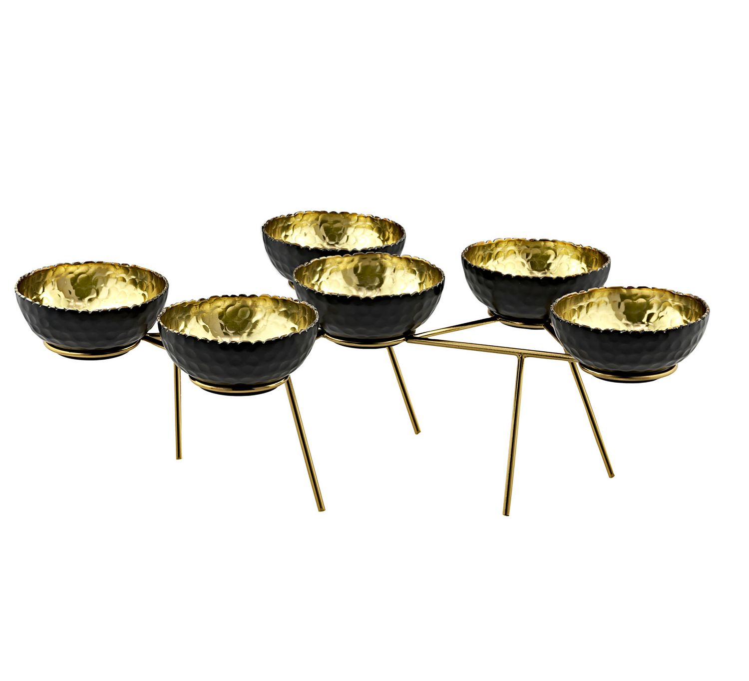 Godinger Set of 6 Bowls on Stand Black &amp; Gold 33851, 028199338513