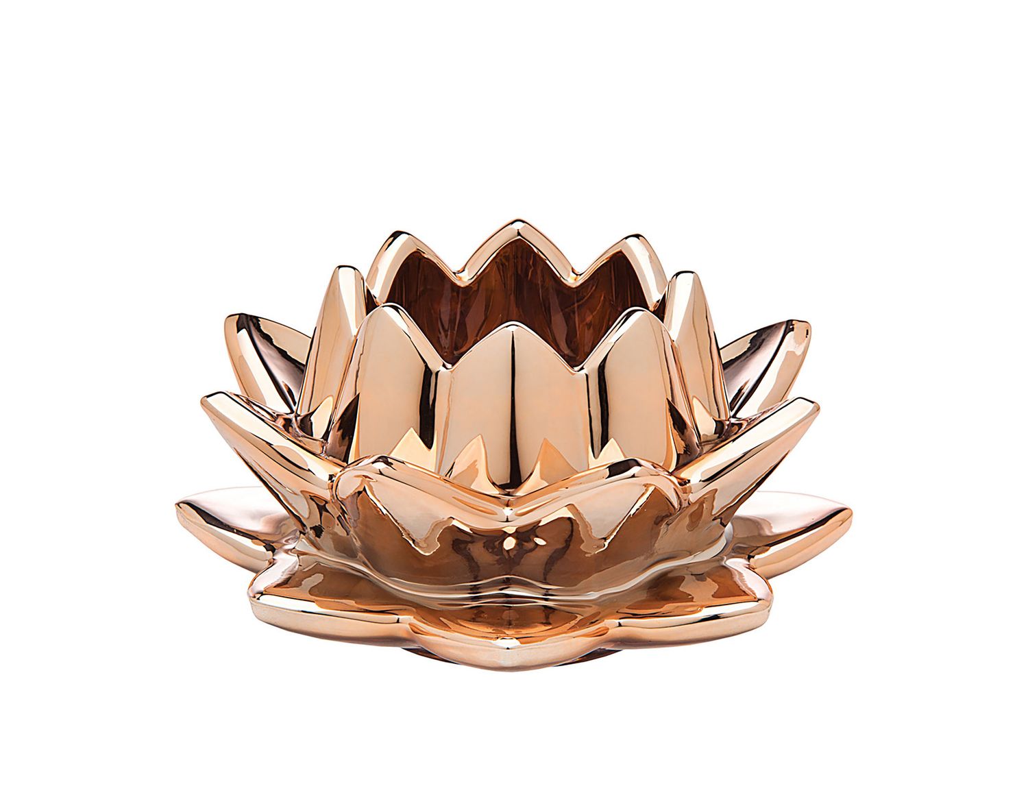 Godinger Water Lily Rose Gold Candleholder 14898, 028199148983
