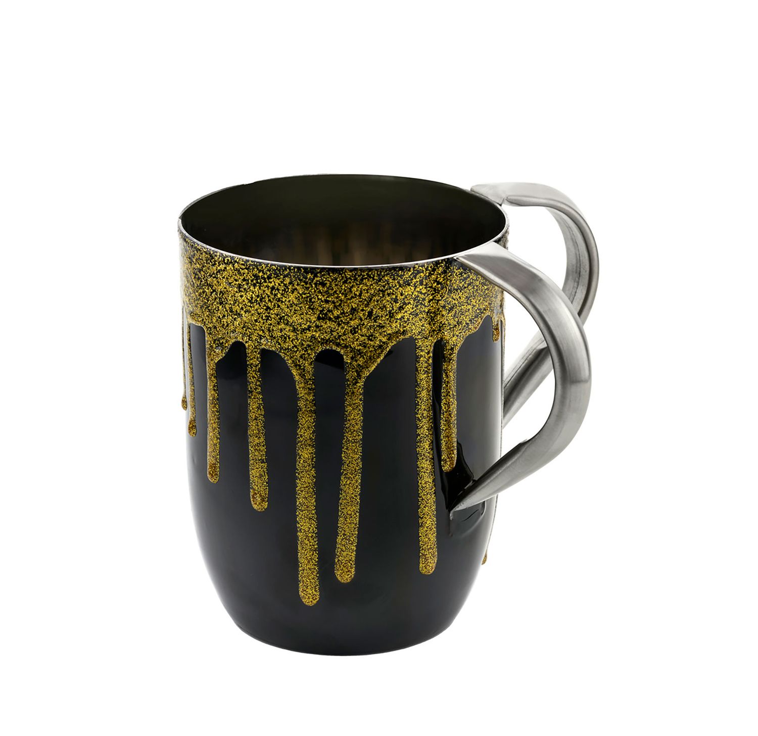 Godinger Washcup Black Enamel Gold Glitter 50528