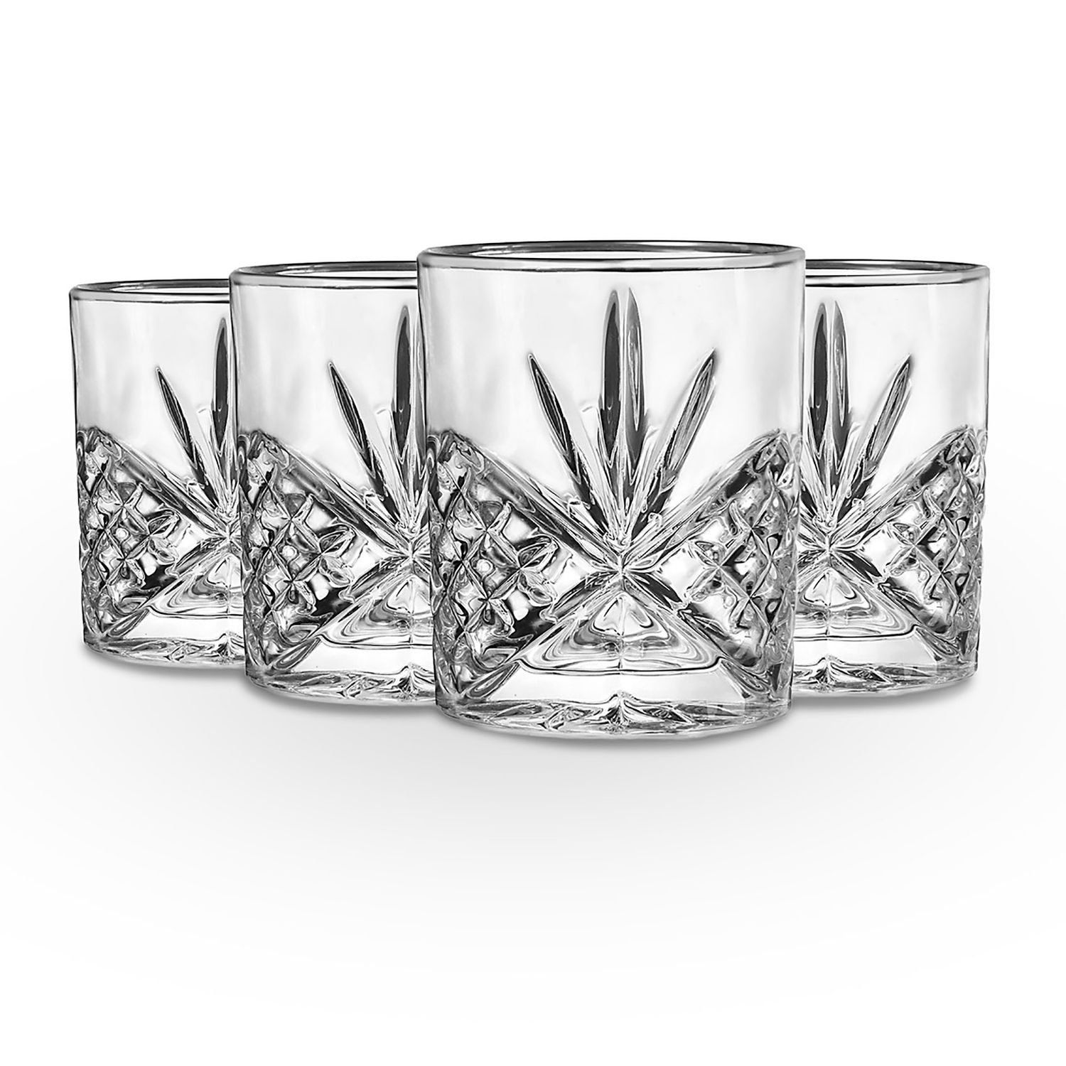 Godinger Dublin Set of 4 Double Old Fashioned Glasses Platinum 25436