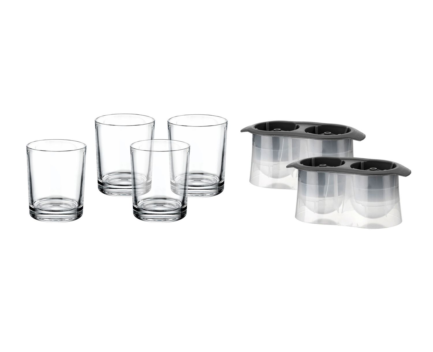 Godinger Chateau 4 Double Old Fashioned Glass &amp; 2 Ice Molds 27710, 028199277102