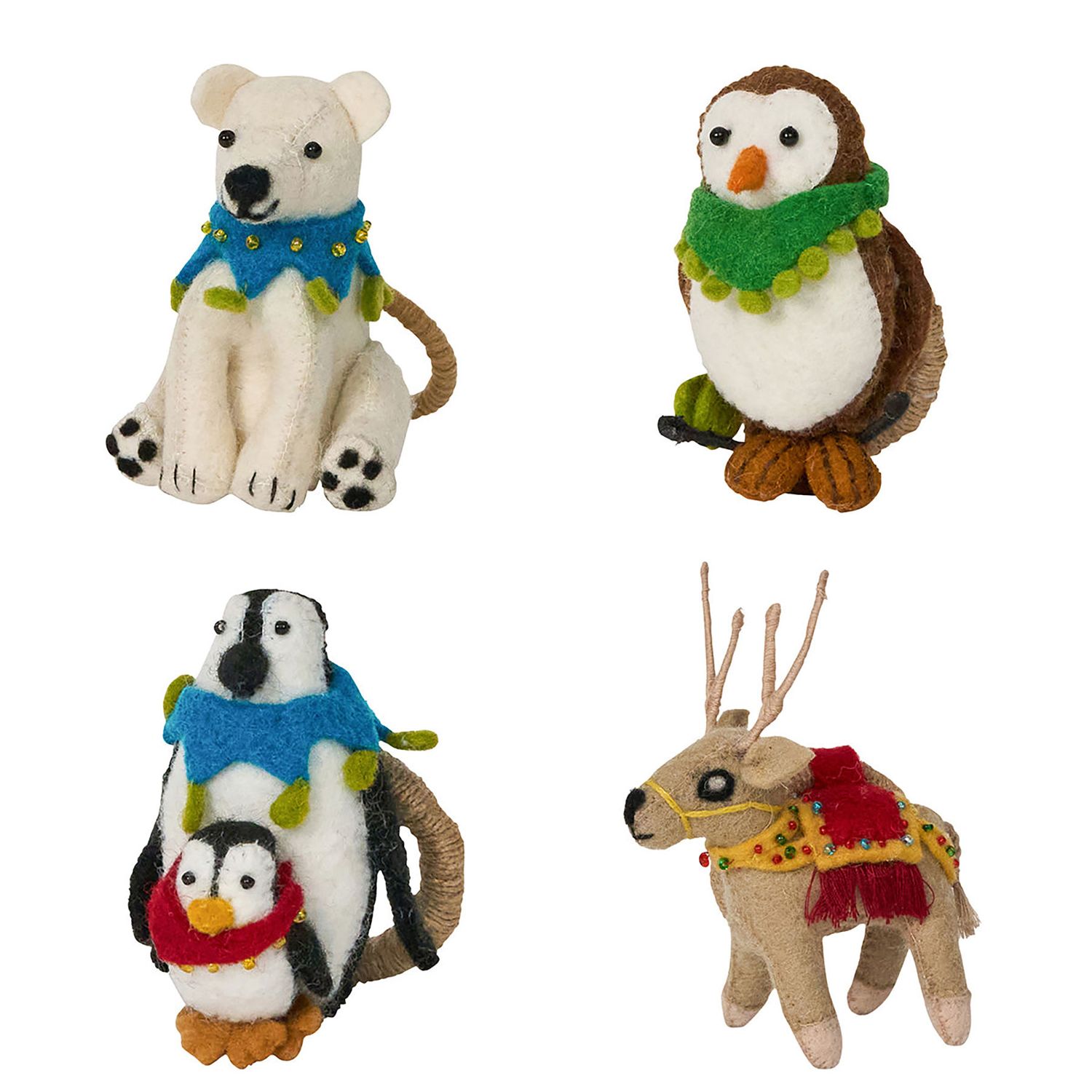 Juliska Berry &amp; Thread North Pole Animal Napkin Ring Assorted Set of 4 LR87S4/88