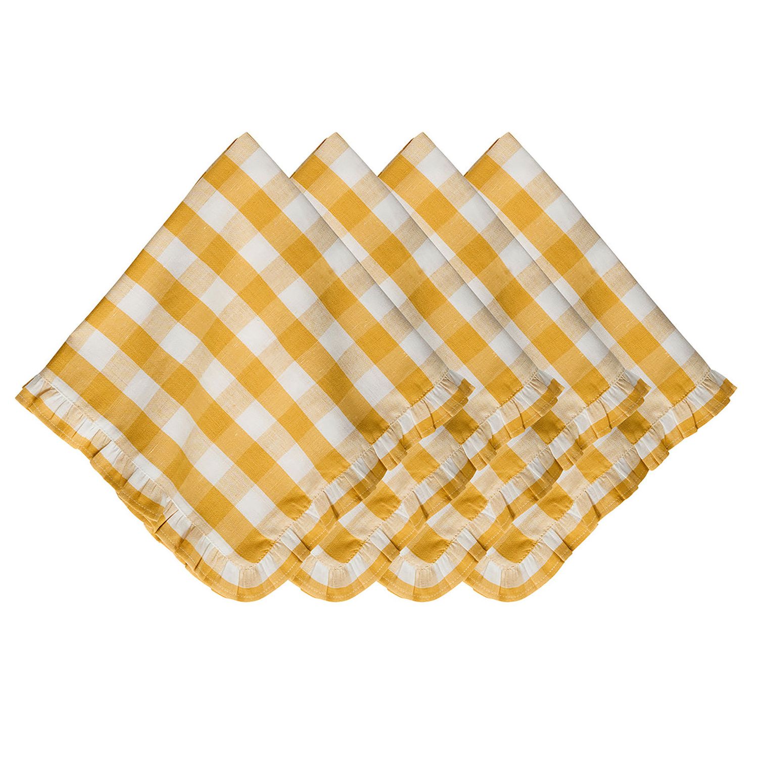 Juliska Gingham Ruffle Napkin Set of 4 Sunshine LB117S4/62