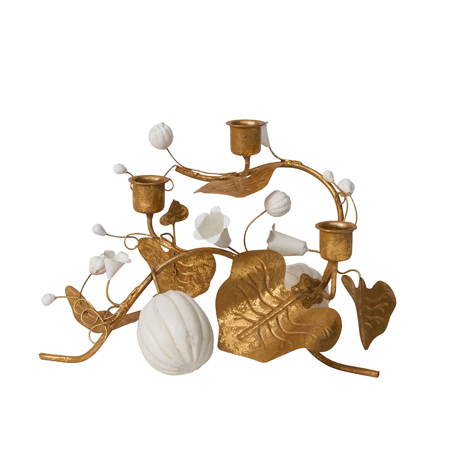 Juliska Forest Walk Pumpkin &amp; Vine Triple Candlestick Holder Gold CW15/62