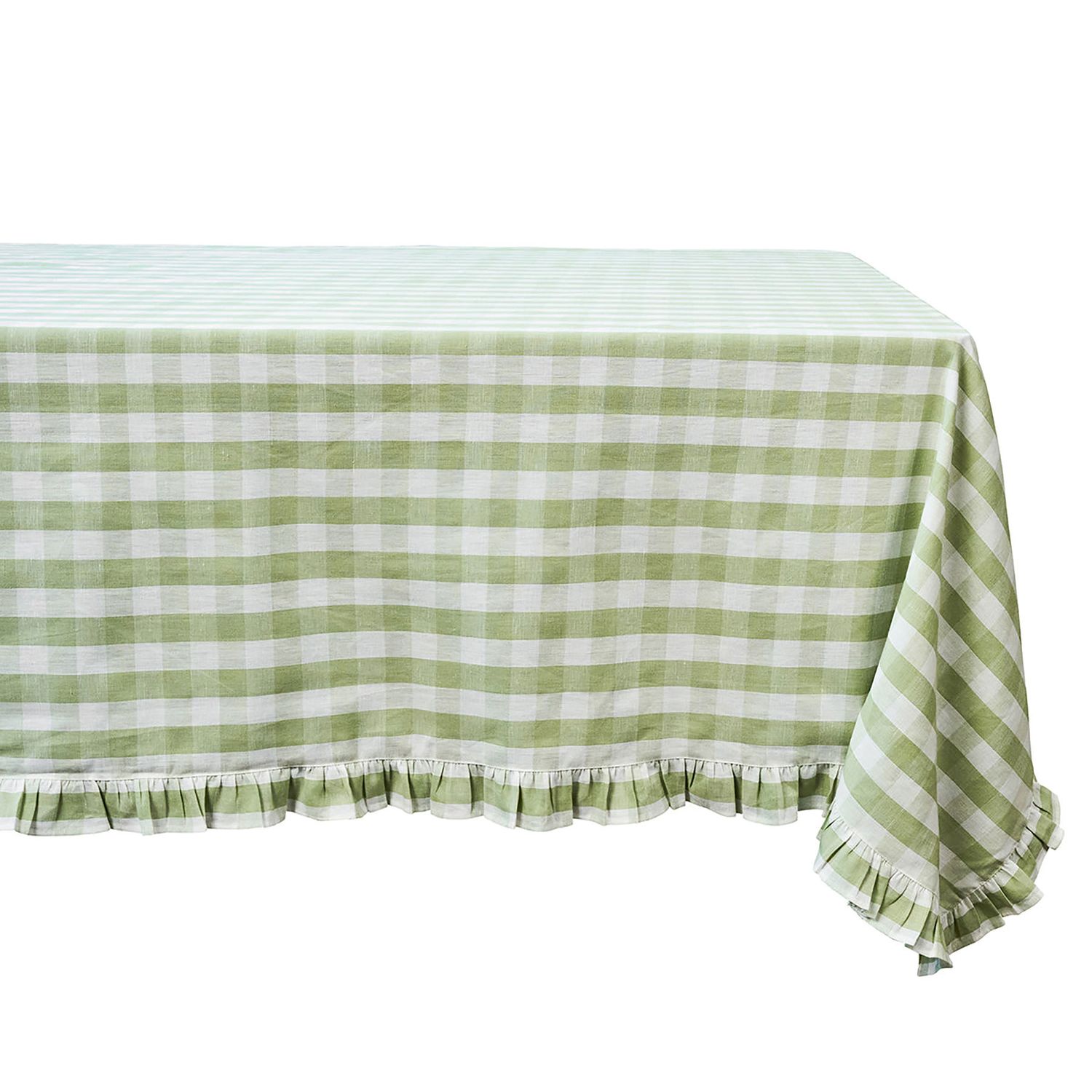 Juliska Gingham Ruffle 60 x 120 Inch Tablecloth Seagrass TC16/22