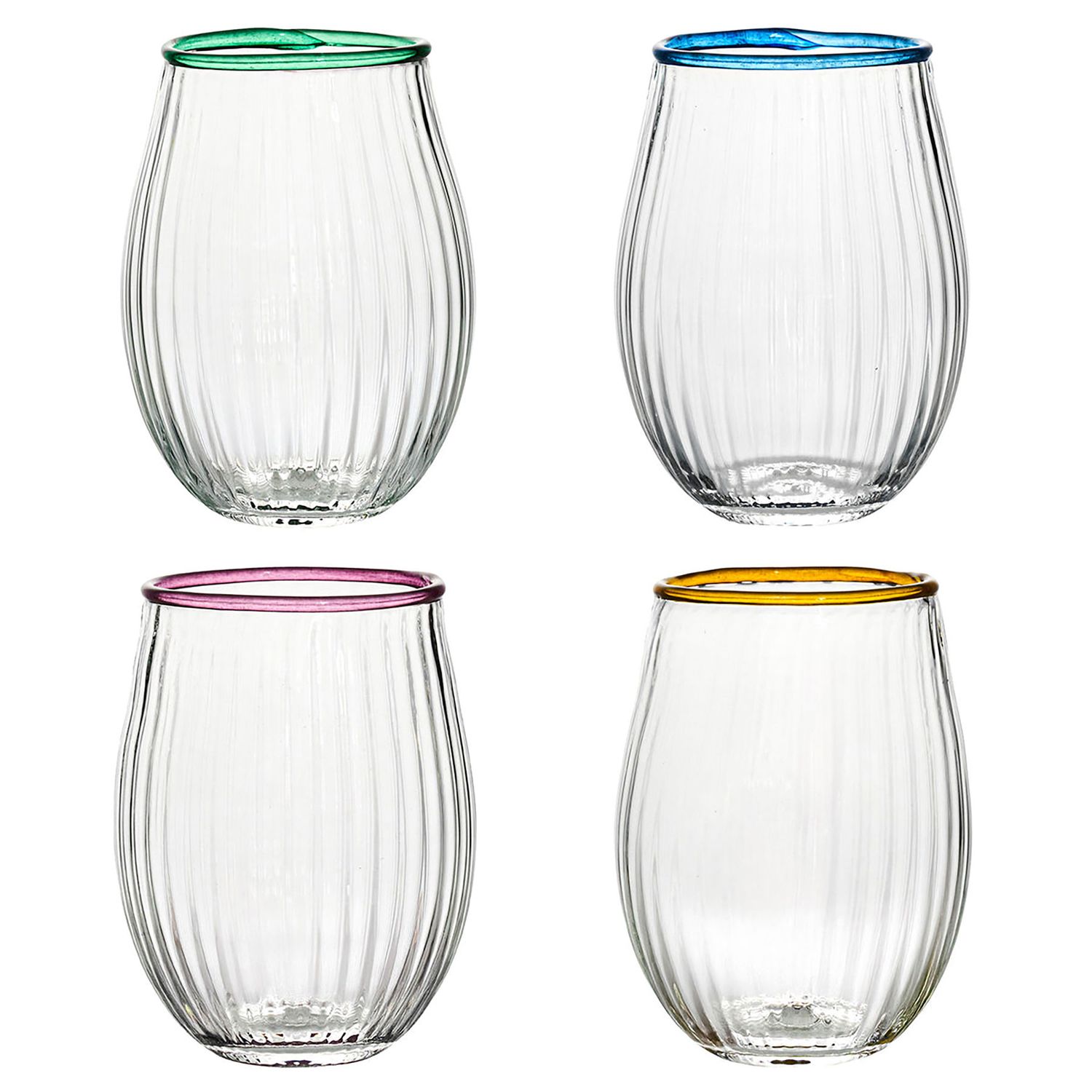Juliska Nell Stemless Wine Glass Assorted Set of 4 Multi-Color B820S4/88