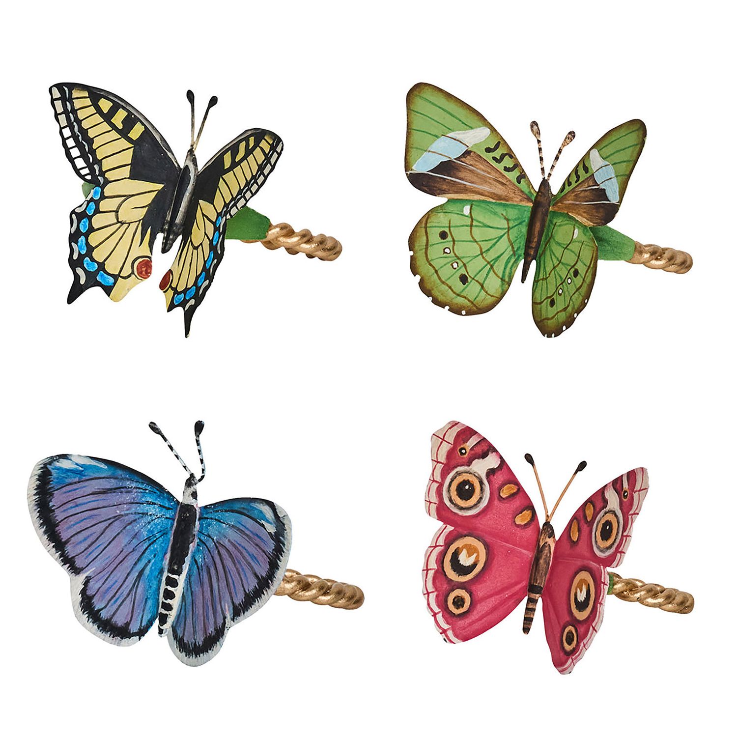 Juliska Meadow Walk Butterfly Napkin Ring Assorted Set of 4 Multi-Color LR89S4/88