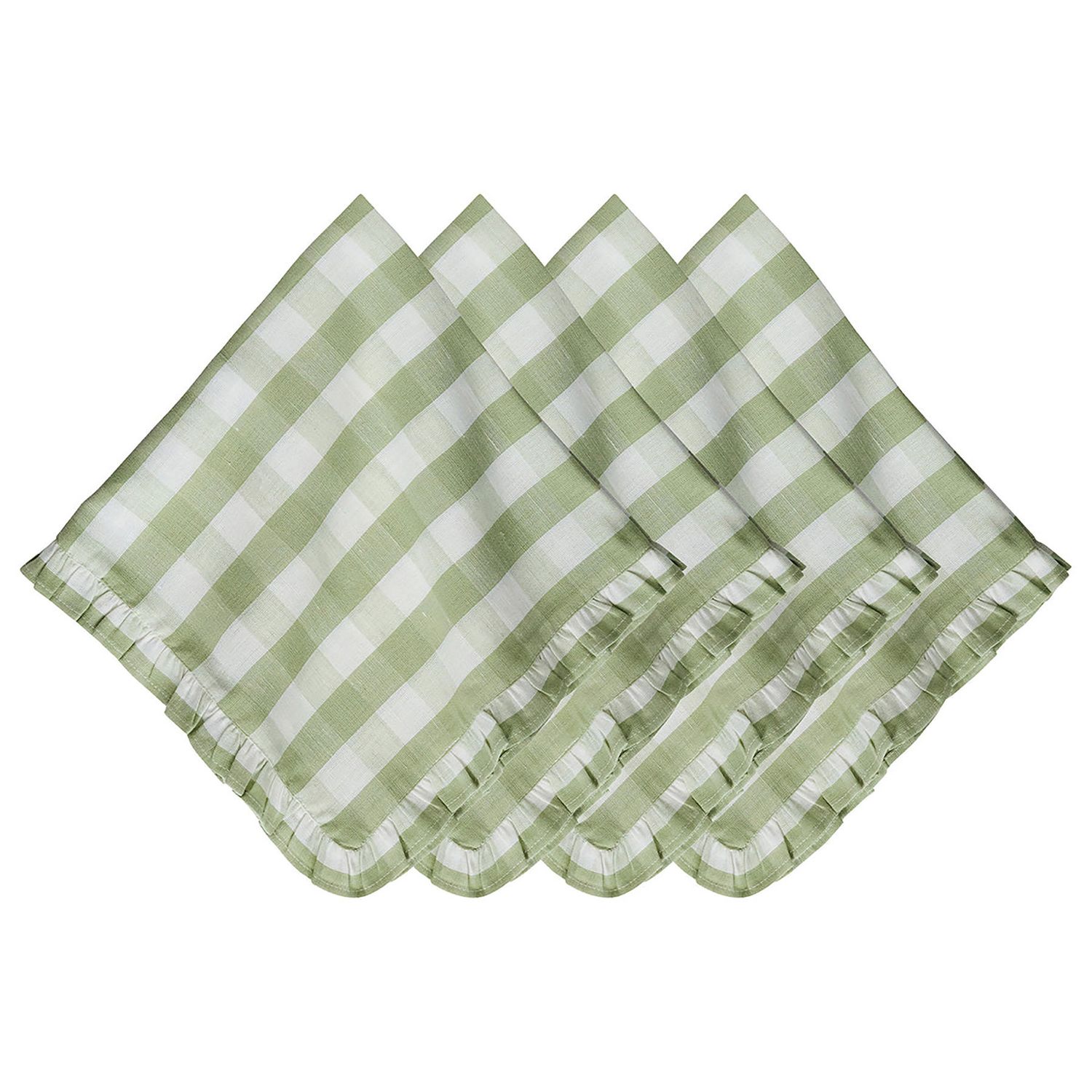 Juliska Gingham Ruffle Napkin Set of 4 Seagrass LB117S4/22