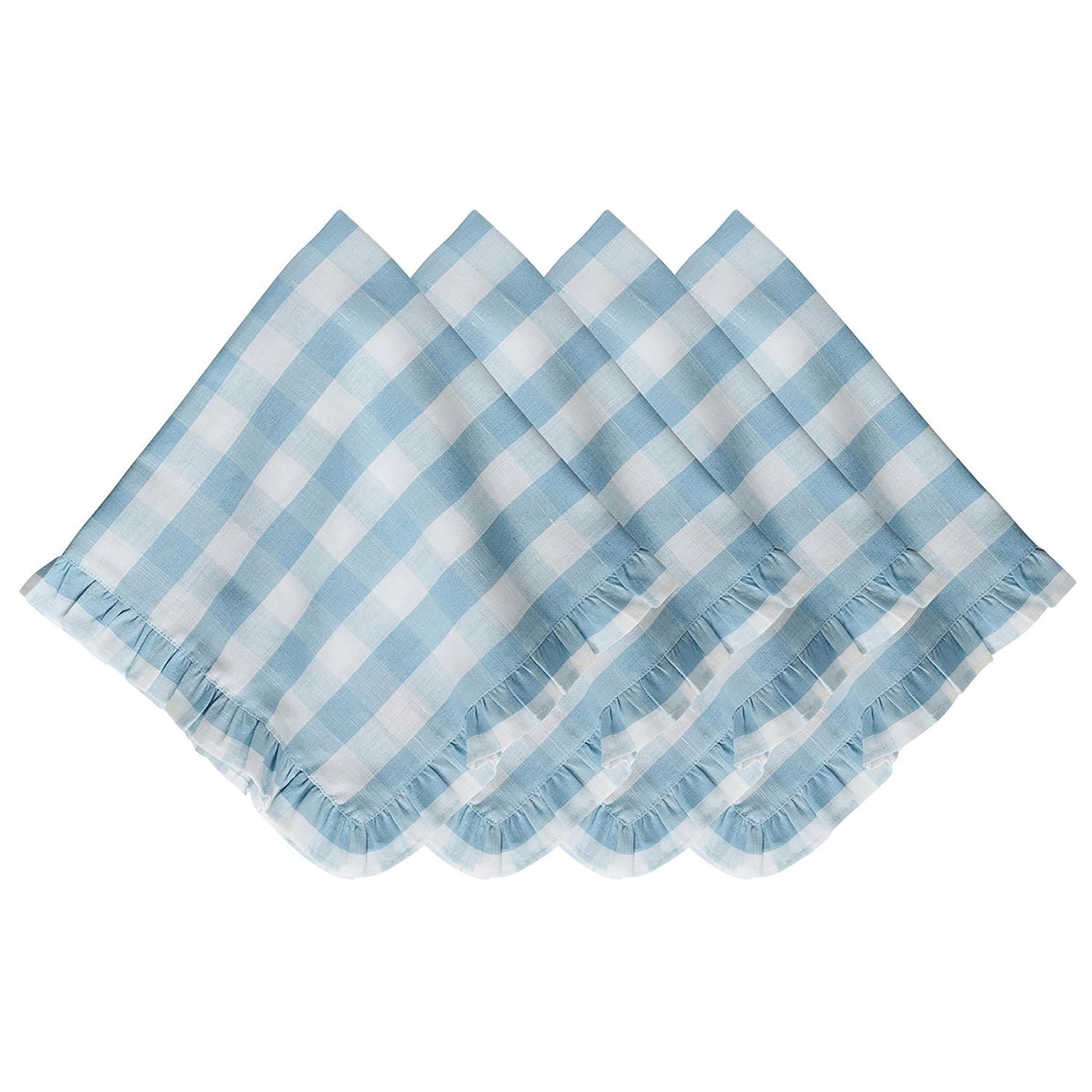 Juliska Gingham Ruffle Napkin Set of 4 Ocean LB117S4/46