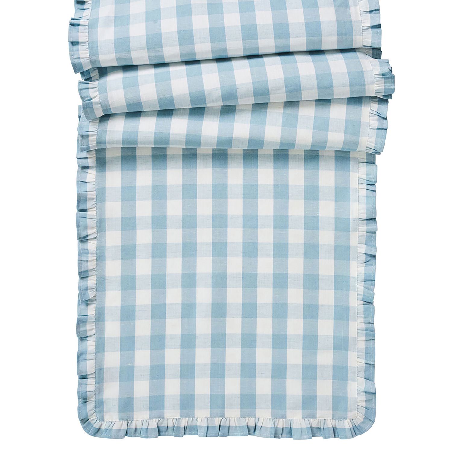 Juliska Gingham Ruffle 18 x 90 Inch Table Runner Ocean TR16/46
