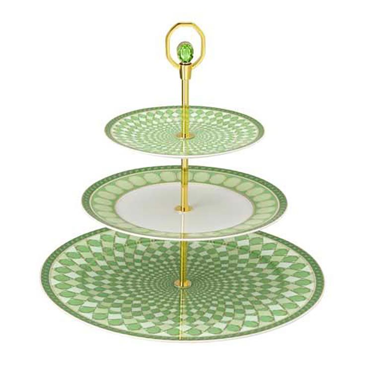 Rosenthal Swarovski Signum Etagere 3 tiers Fern Green H 12 3/4 Inch