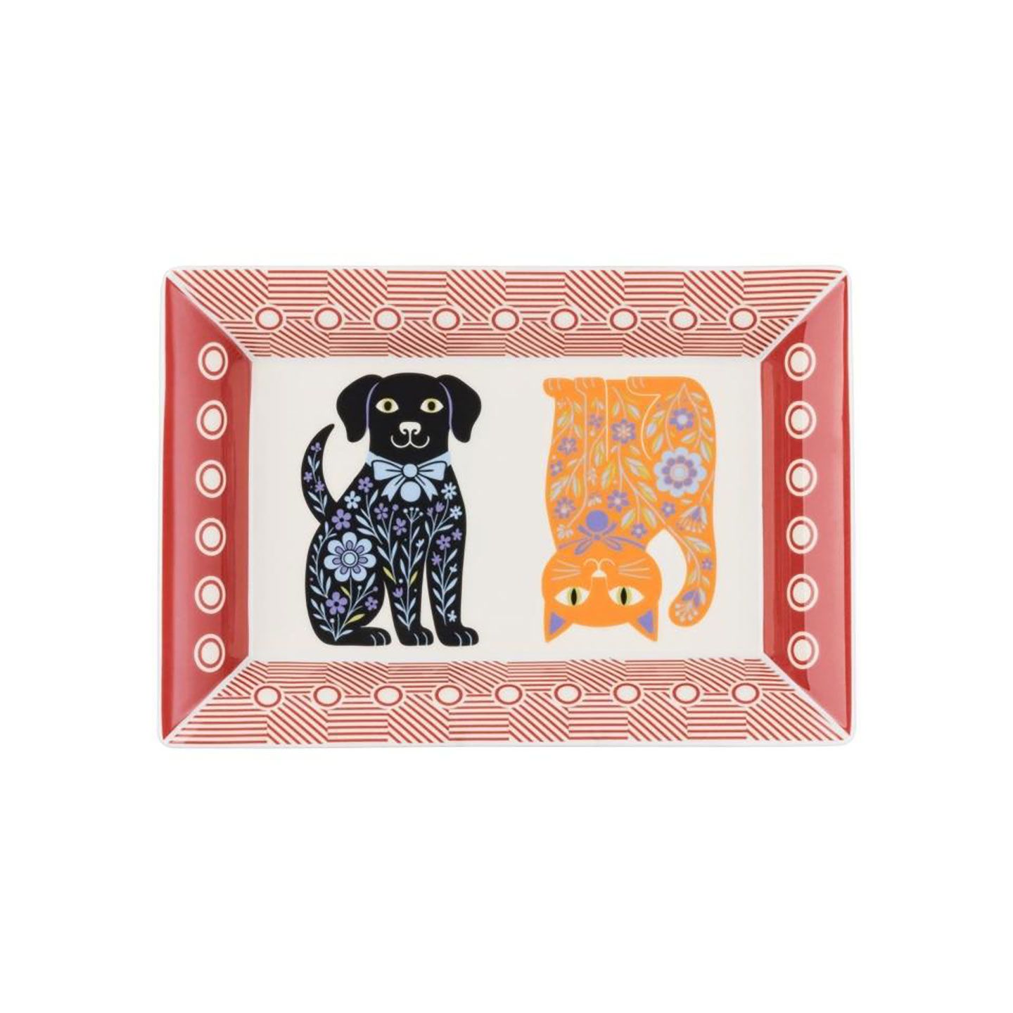 Rosenthal Home Flower Farm Tray Cat &amp; Dog 10 Inch