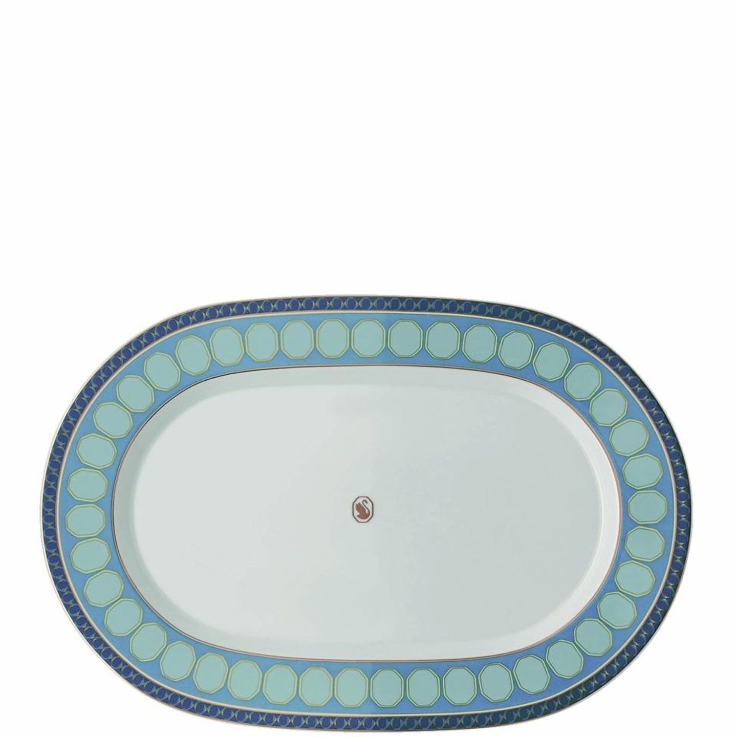 Rosenthal Swarovski Signum Platter Azure Blue L 15 3/4 Inch x W 10 1/2 Inch x H 1 Inch