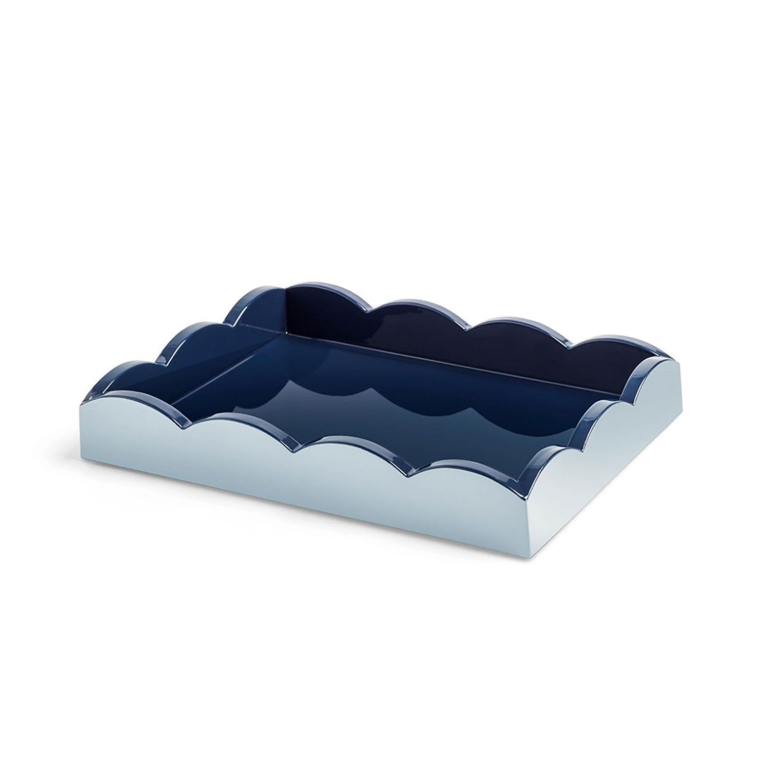 Addison Ross London Scalloped Tray Pale Denim &amp; Navy 11x8 Inch TR6254