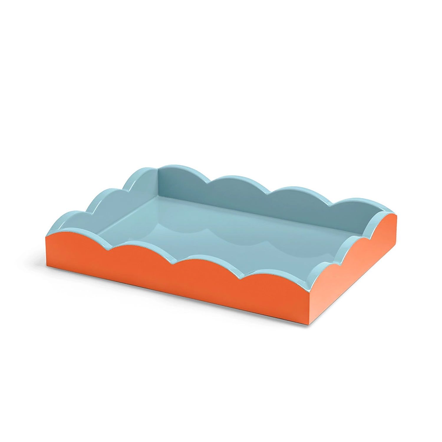 Addison Ross London Scalloped Tray Orange &amp; Chambray 11x8 Inch TR6255