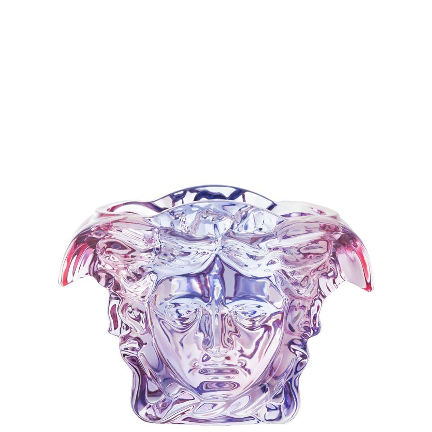 Versace Medusa Grande Crystal Vase 7 1/2 Inch Pink - Blue
