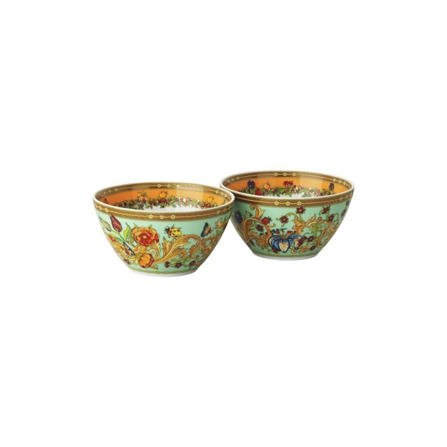 Versace Butterfly Garden 30th Anniversary Set 2 Bowls 4 3/4 Inch