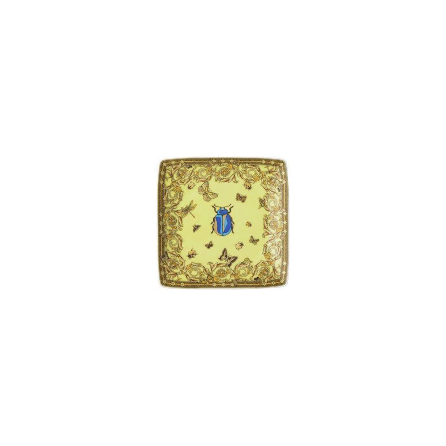 Versace Butterfly Garden 30th Anniversary Canape Dish 4 3/4 Inch Square Yellow