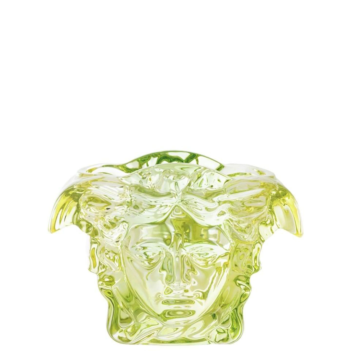 Versace Medusa Grande Crystal Vase 7 1/2 Inch Yellow - Green