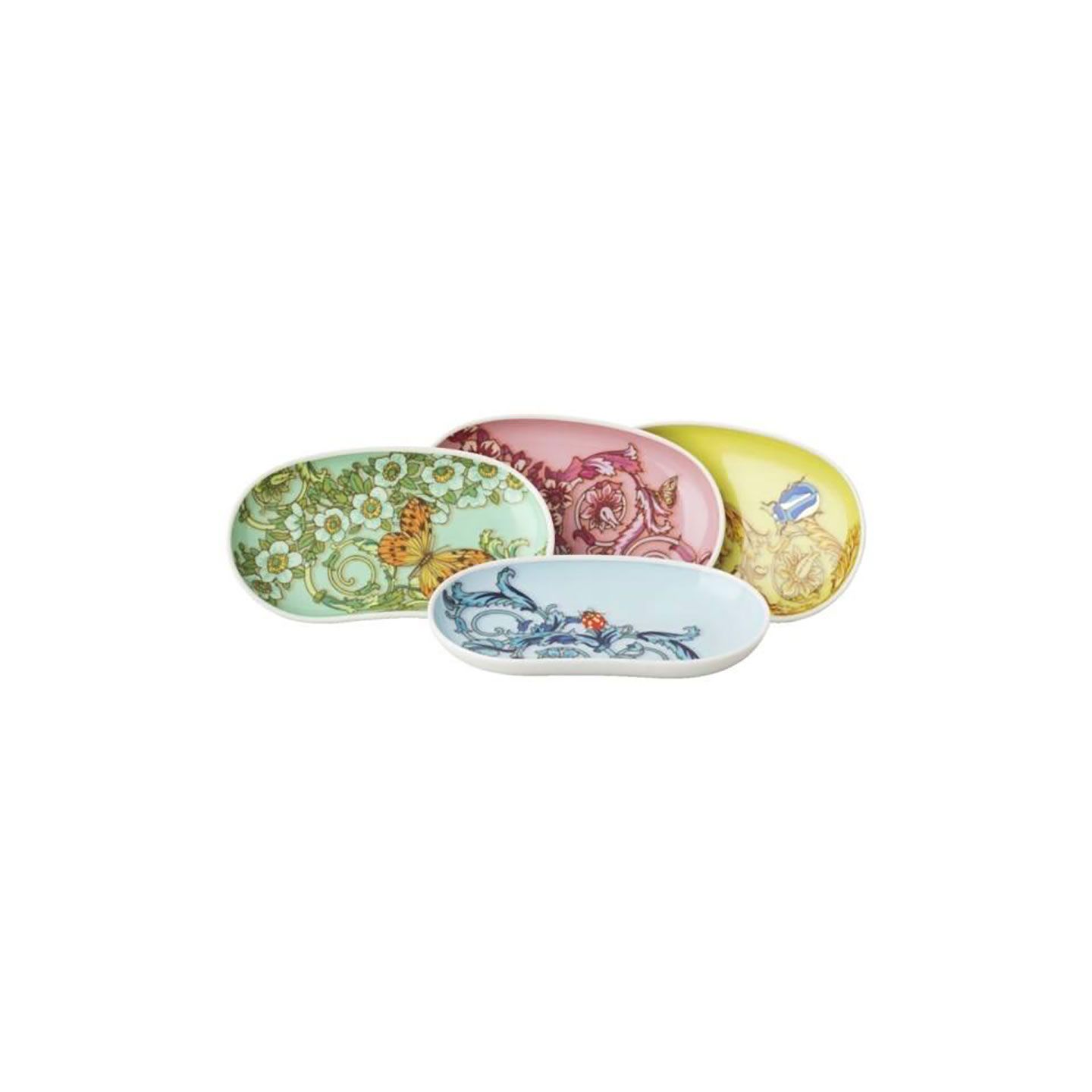Versace Butterfly Garden 30th Anniversary Set of 4 Trays Asstd 4 1/4 x 2 3/4 Inch
