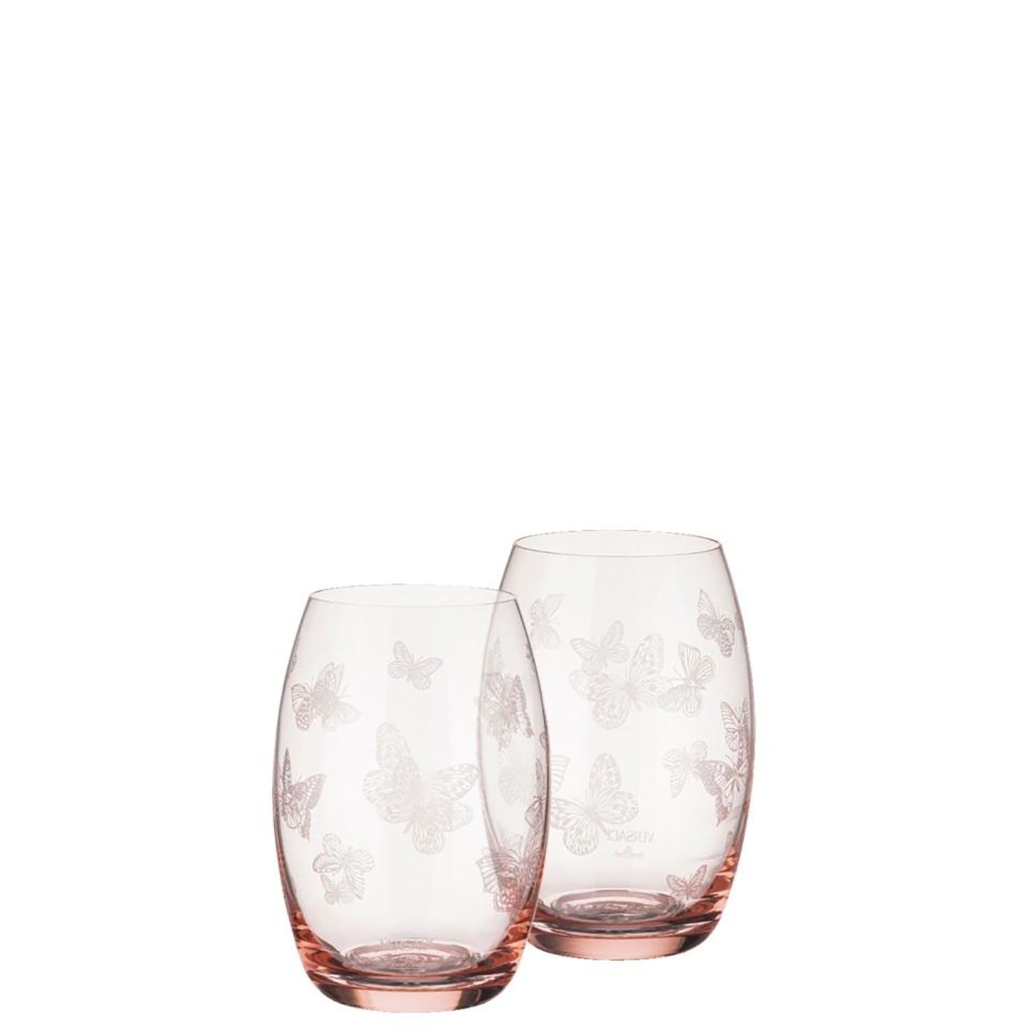 Versace Butterfly Garden 30th Anniversary Large Tumbler Set of Two 19 1/2 oz Pink