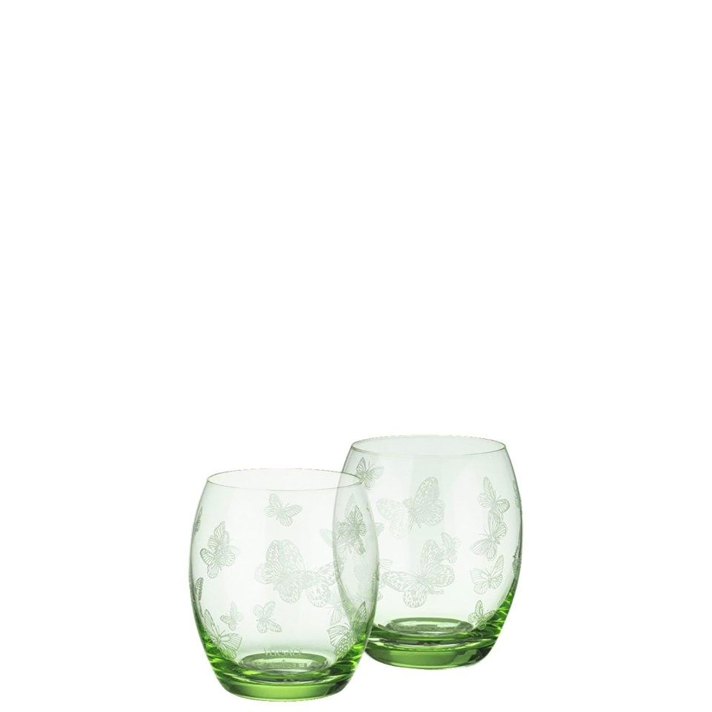 Versace Butterfly Garden 30th Anniversary Small Tumbler Set of Two 13 oz Green