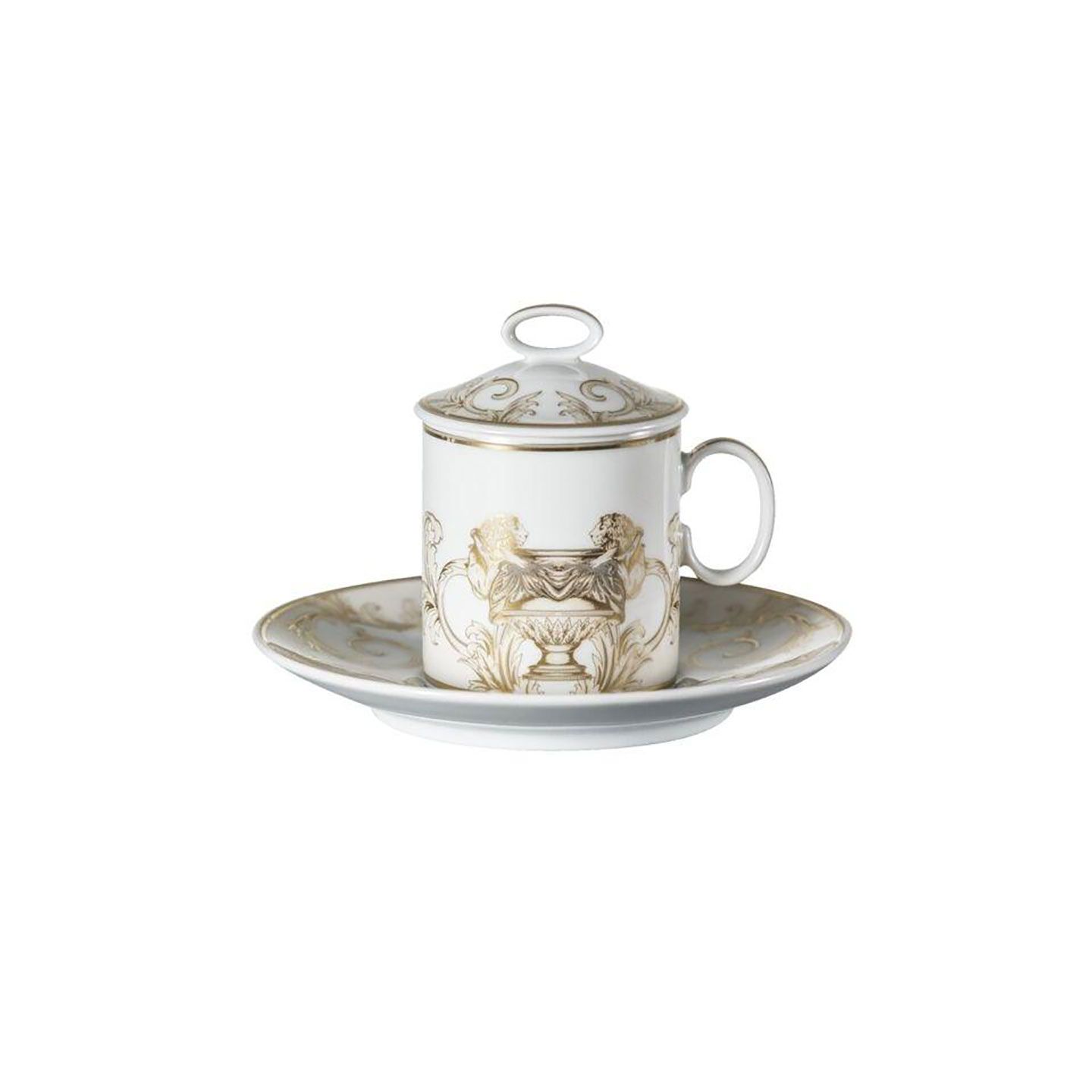 Versace La Coupe des Dieux AD Cup and Saucer and Lid 4 1/4 Inch 3 oz