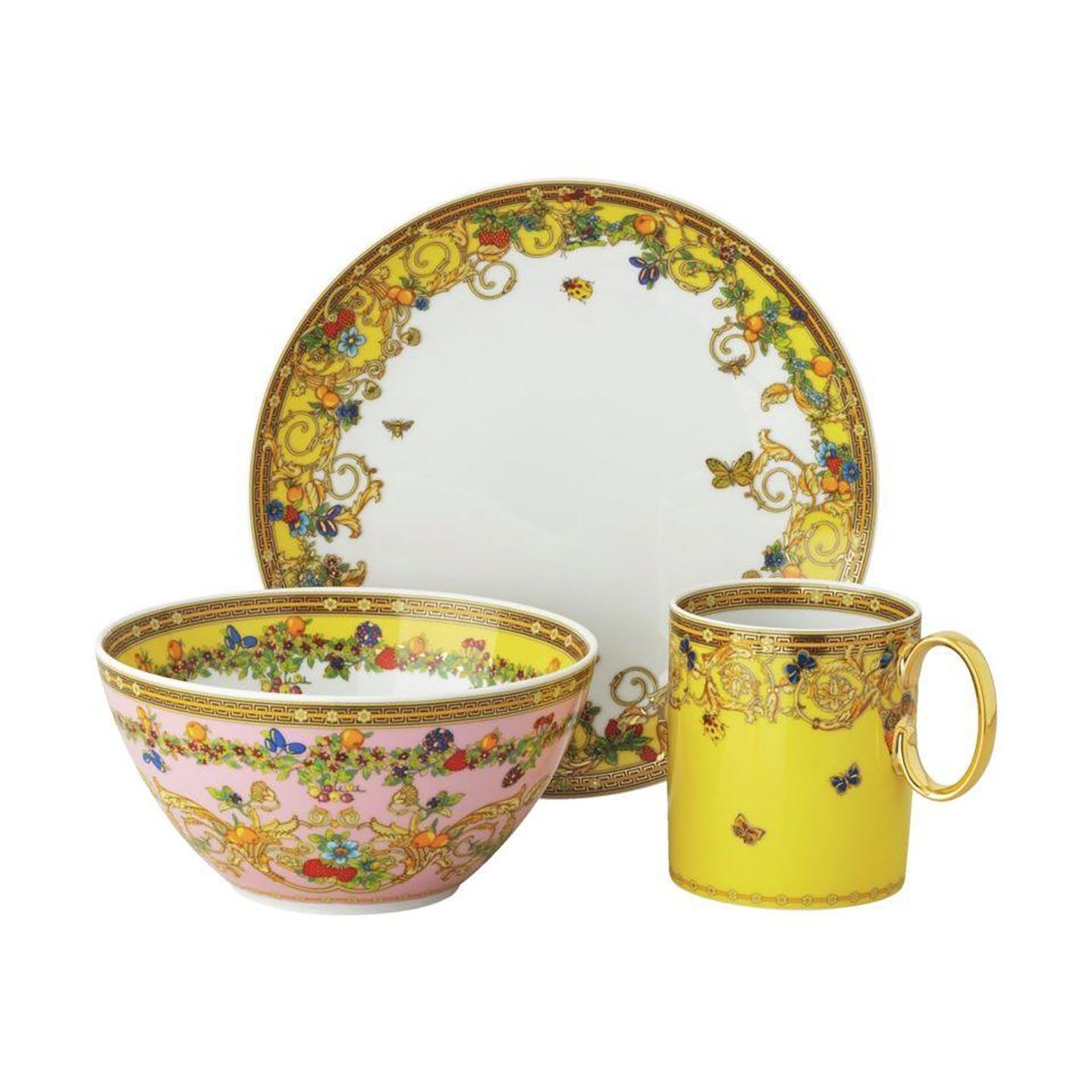 Versace Butterfly Garden 30th Anniversary 3 pc Set consisting of Dessert Plate 8 1/4 Inch Bowl 6 In…