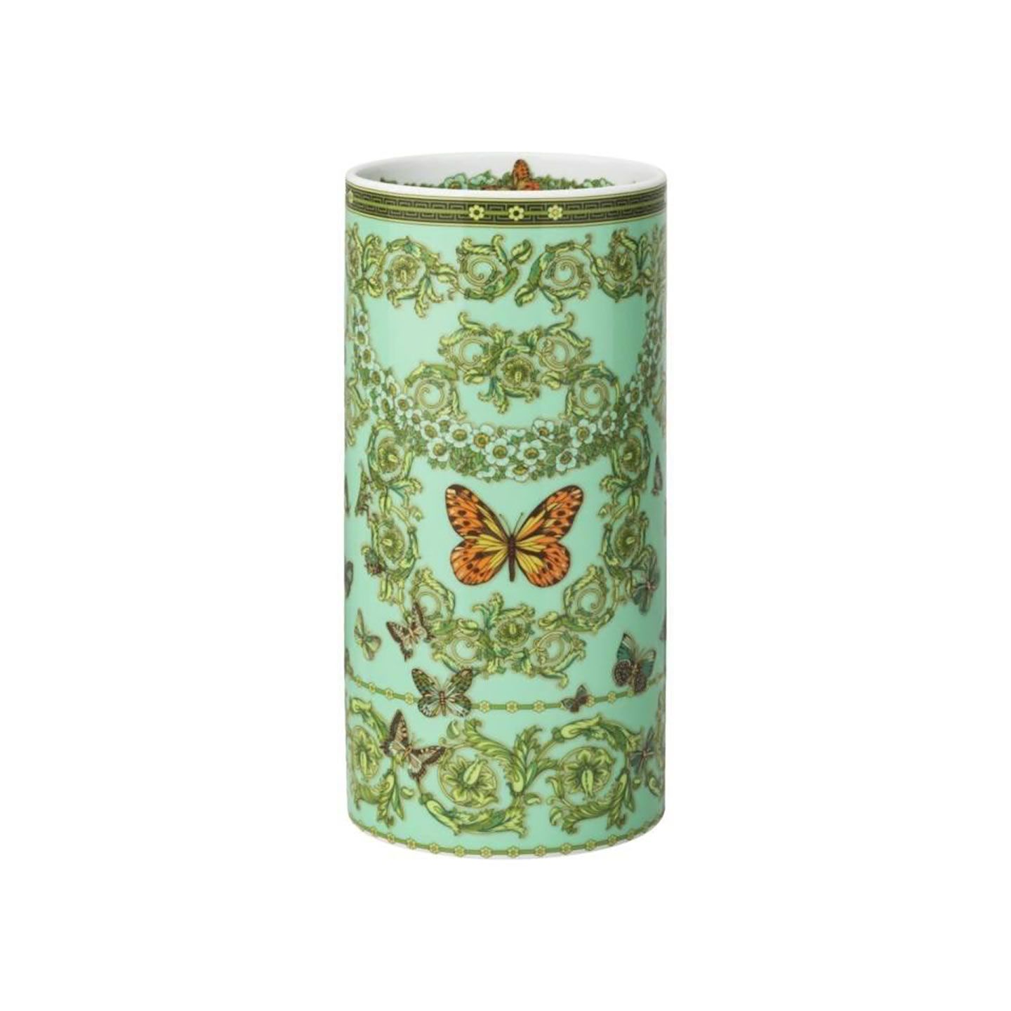 Versace Butterfly Garden 30th Anniversary Vase 9 1/2 Inch Green