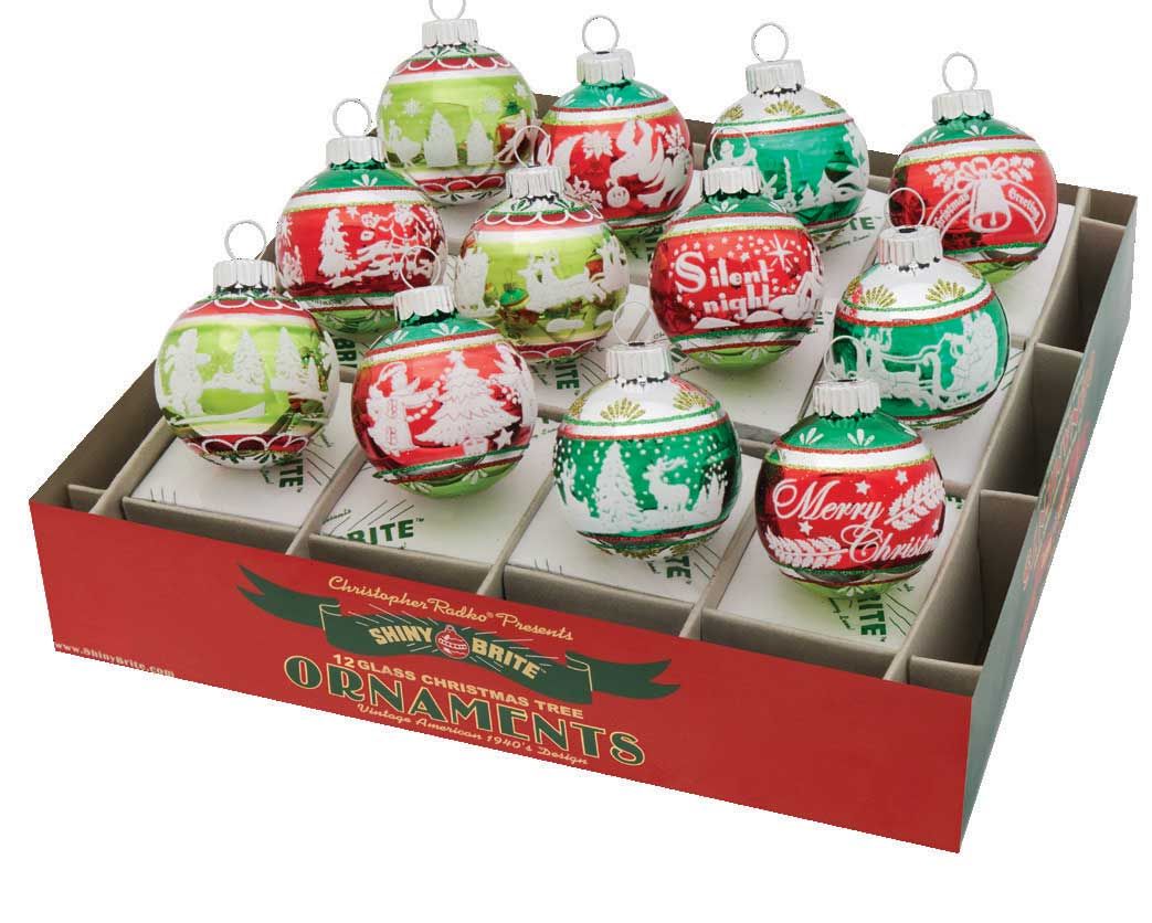 Christopher Radko Holiday Splendor 12 Count Signature Flocked Rounds Ornaments 4028214, 026301933984