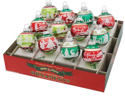 Christopher Radko Holiday Splendor 12 Count Signature Flocked Rounds Ornaments 4028214, 026301933984