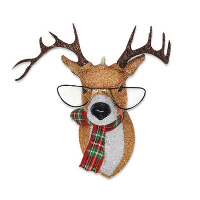 Kat + Annie Glittered Reindeer With Glasses Ornament Set of 6, 71783, 026301717836