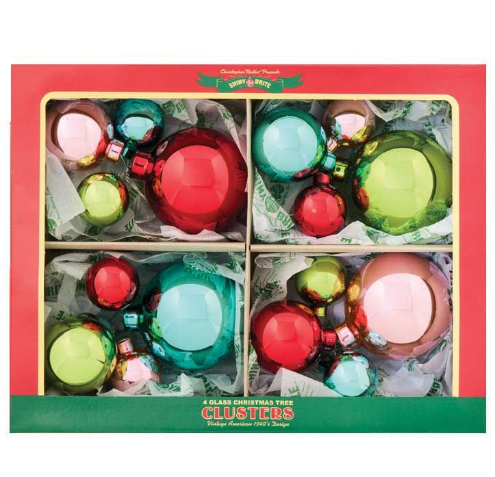 Christopher Radko Festive Fete 4Pc Clusters Ornaments 4028342, 026301941736
