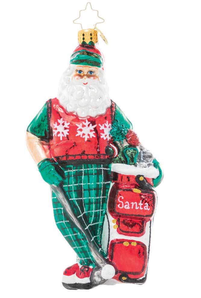 Christopher Radko Jolly Golfer Santa Ornament 1021103, 026301893219