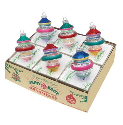 Christopher Radko Vivid Vintage 6 Count Decorated Shapes Ornaments 4028333, 026301952862