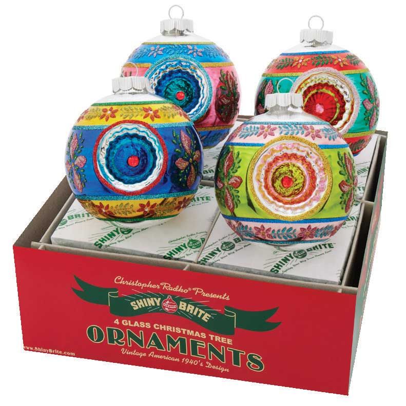 Christopher Radko Christmas Confetti 4 Count Rounds With Reflector Ornaments 4028233, 026301934172