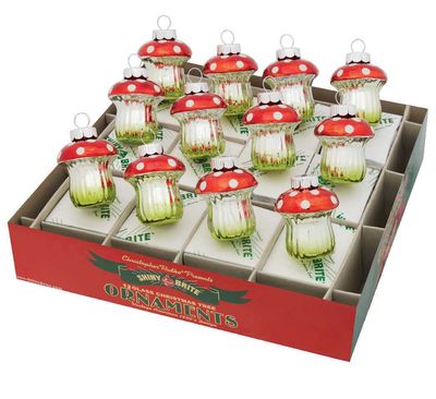 Christopher Radko Holiday Splendor 12 Count Mushrooms Ornaments 4028215, 026301933991