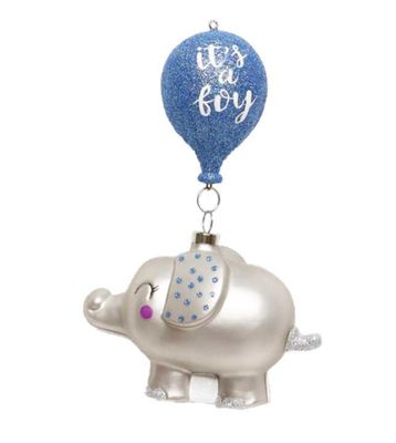 Kat + Annie Its A Boy Elephant Ornament Set of 6, 93812, 026301938125